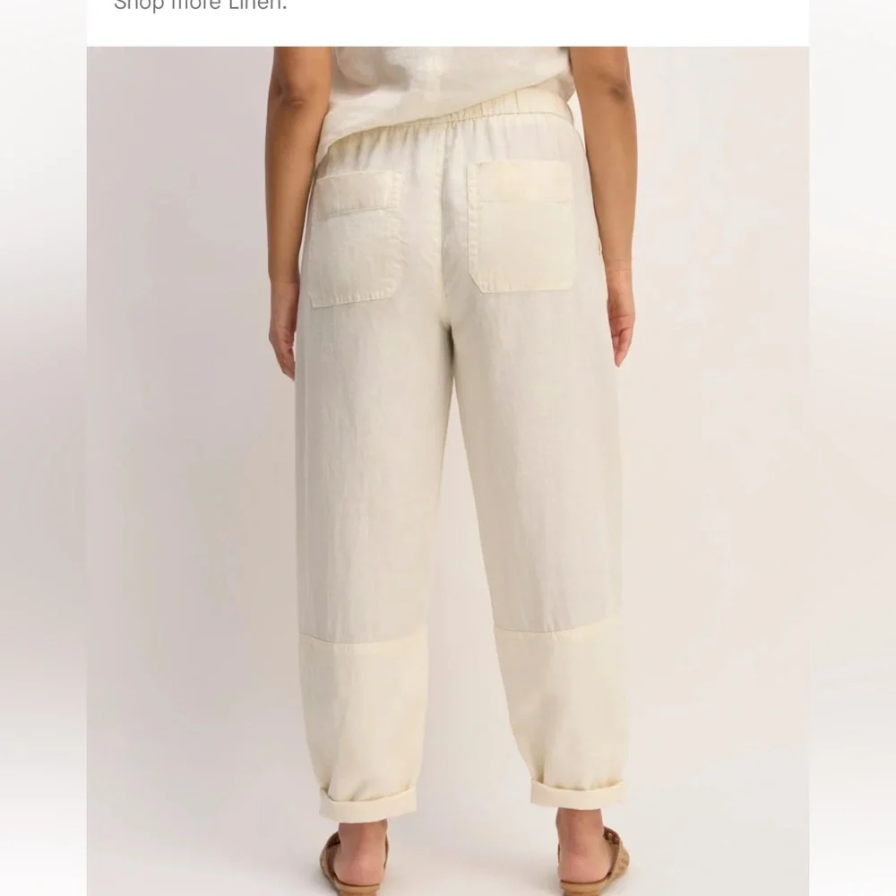Everlane Bone Color The Linen Pull-On Barrel Pant Size S - Picture 11 of 11